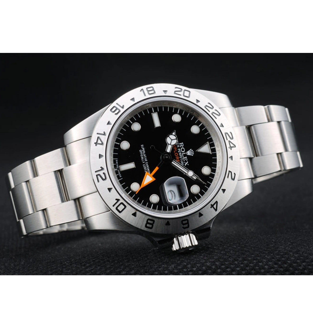 Aaa replica watch Steel Rolex Stainless Explorer Bezel Dial Black Watch 0807